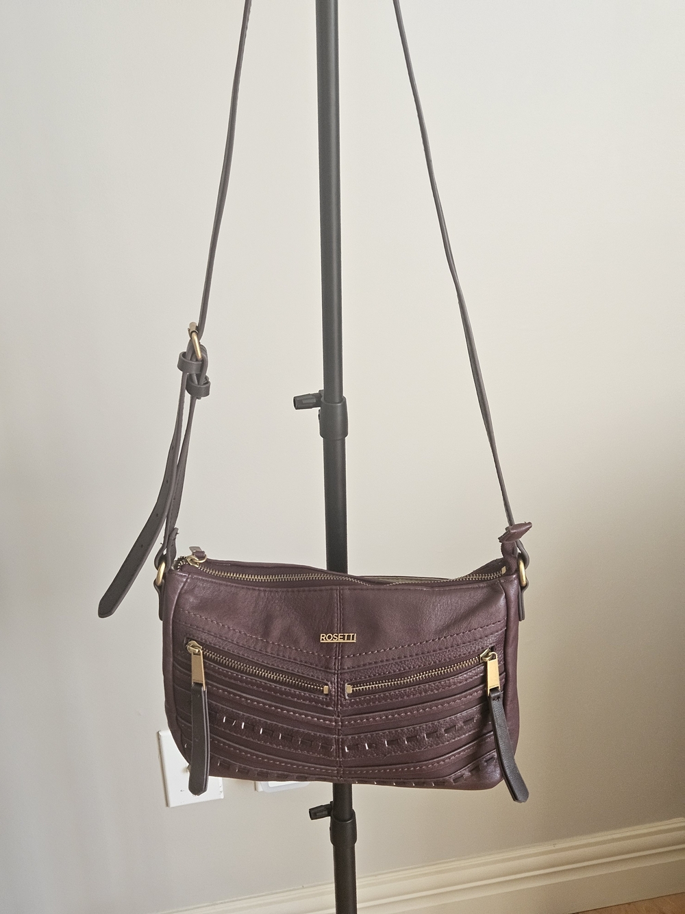 Rosetti Plum Leather Crossbody Bag